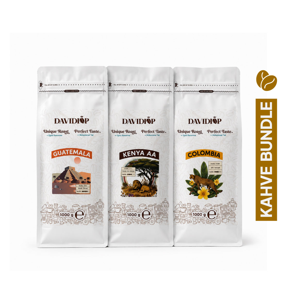 Davidiop Guatemala + Kenya AA + Colombia | 3*1000 gr.